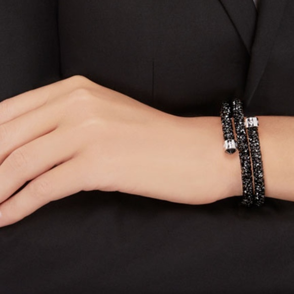CRYSTALDUST DOUBLE BANGLE, Black Crystal Bracelet CRYSTALDUST DOUBLE BANGLE, Black Crystal Bracelet